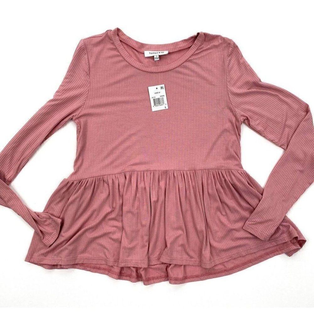 ‎Hooked Up Babydoll Blouse Top Small Pink Rose